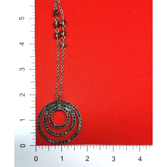 Rhinestone Crystal Triple Circles Necklace - Picture 11 of 11